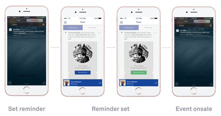 Pandora Feed will feature event announcements and on-sale notifications.