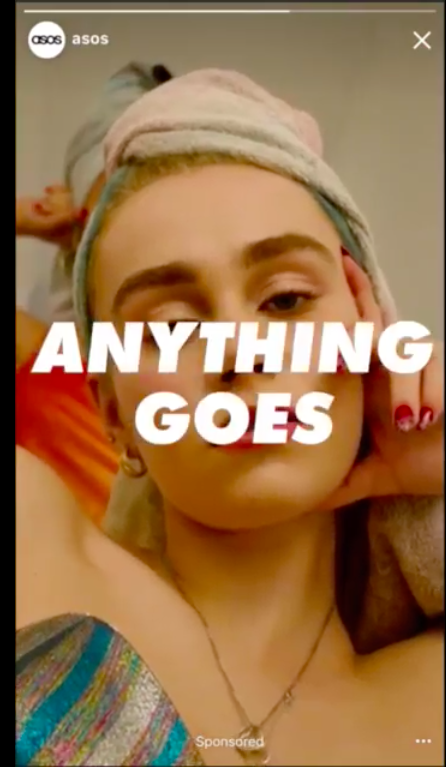 Ads in Stories by online retailer ASOS