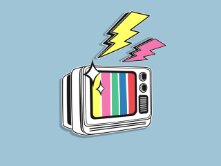 The header image shows an illustration of a TV with lightning bolts on top of it.