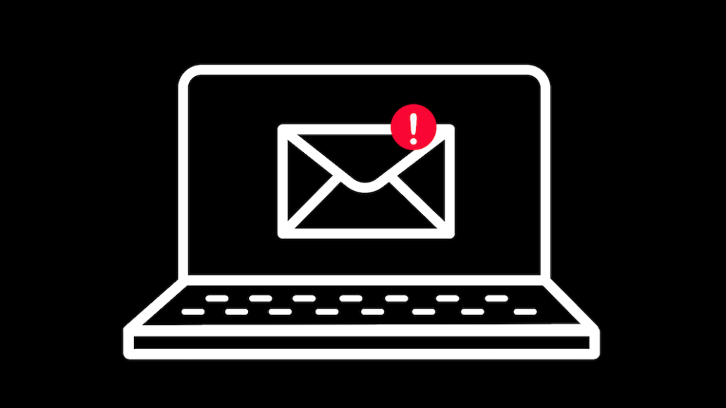 The header image features an open laptop with an envelope on the screen and an alert bubble signaling a new email.