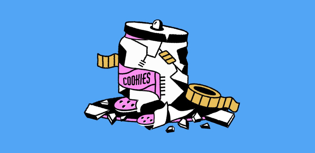 Illustration of a broken cookie jar.