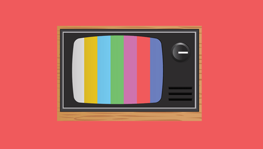 Illustration of a TV with rainbow lines.