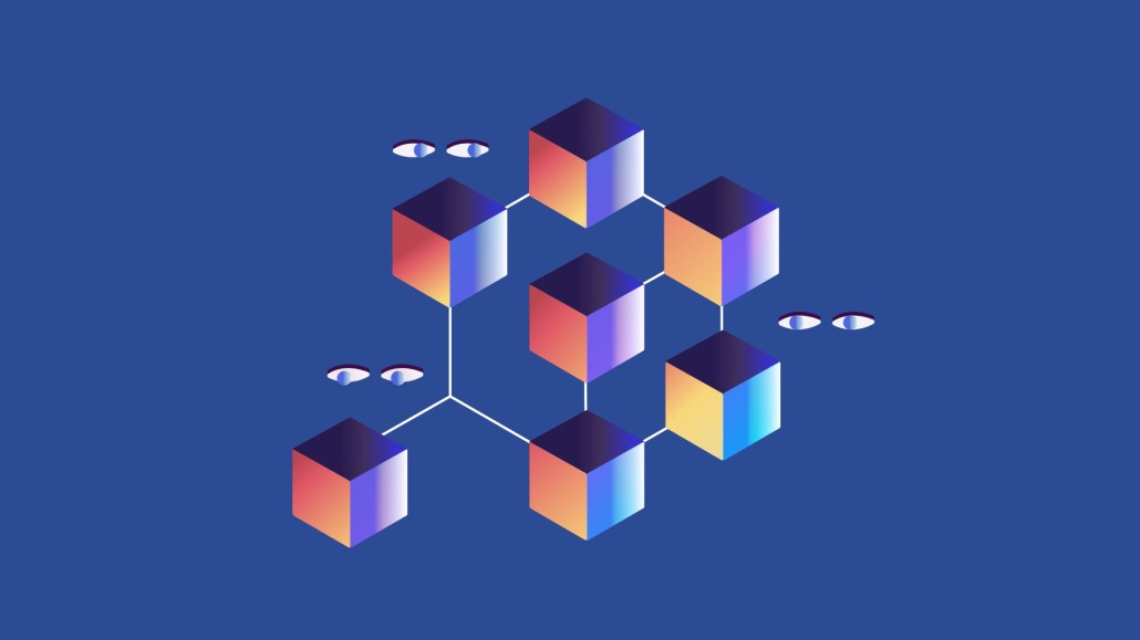 The header image features an illustration of cubes, representing blockchain.