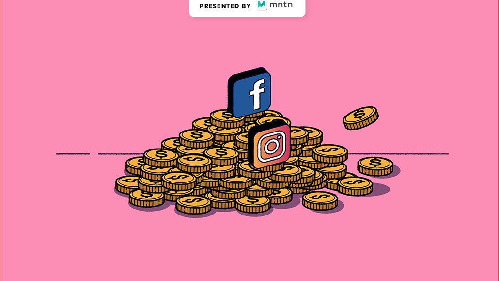 Illustration of a pile of coins with the Facebook and Instagram logos on top.