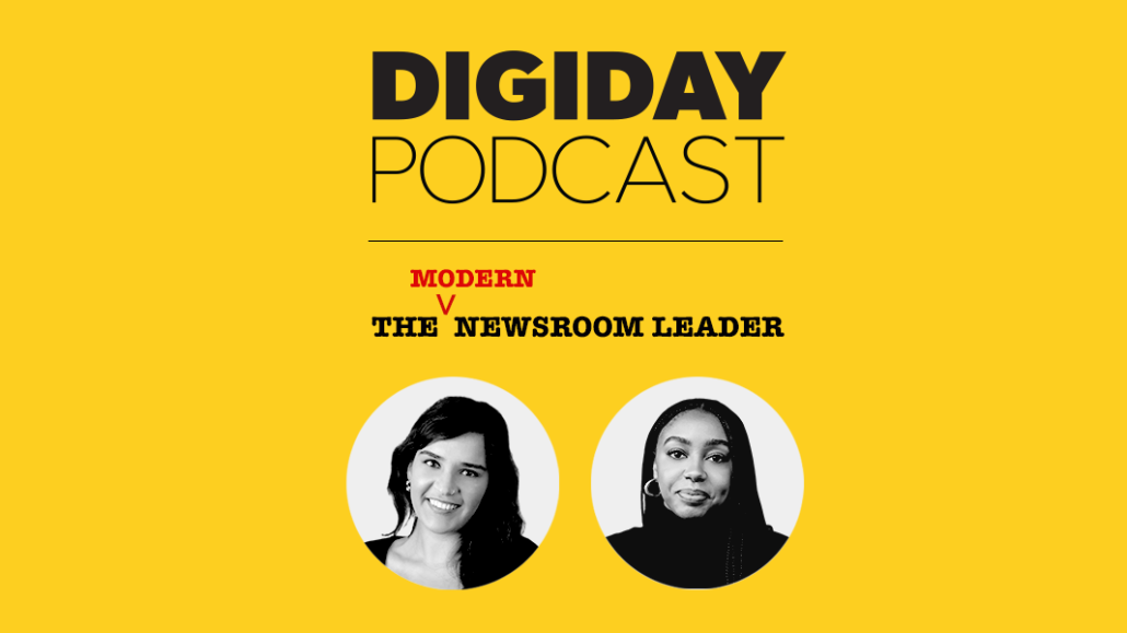 The lead image shows the Digiday Podcast logo with the two guests: Swati Sharma and Lindsay Peoples Wagner.